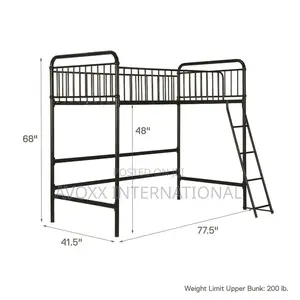 BH G Kelsey Twin Metal Loft Bed, Black