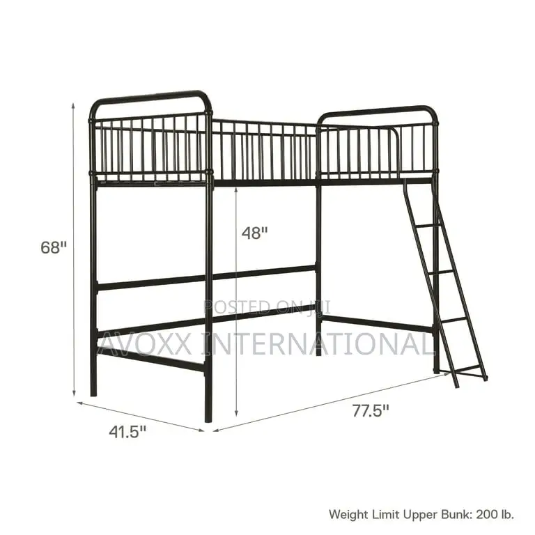 BH G Kelsey Twin Metal Loft Bed, Black