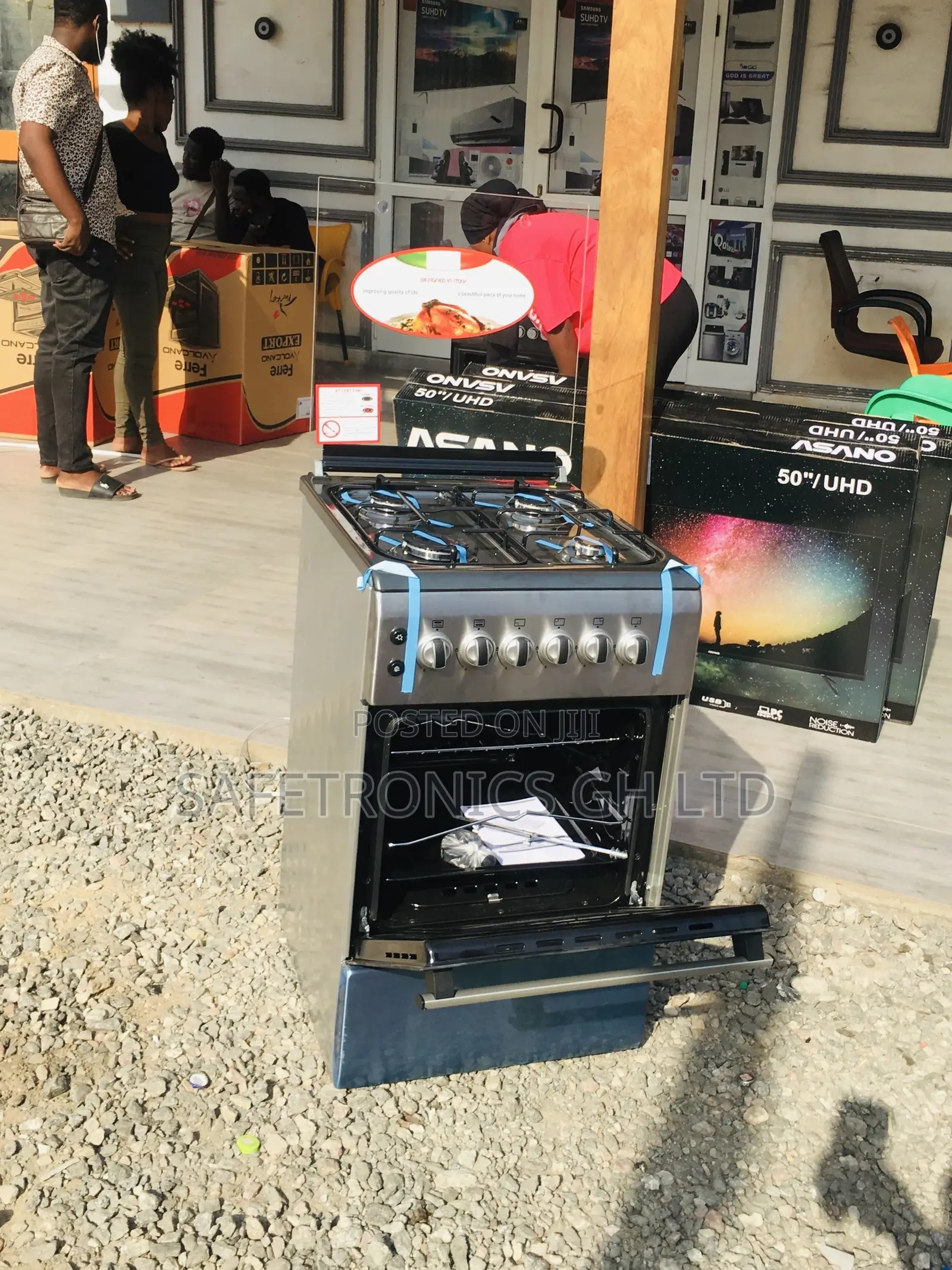 4 Gas Cooker Oven With Grill 50x60 Gray Volcano Glass Lid