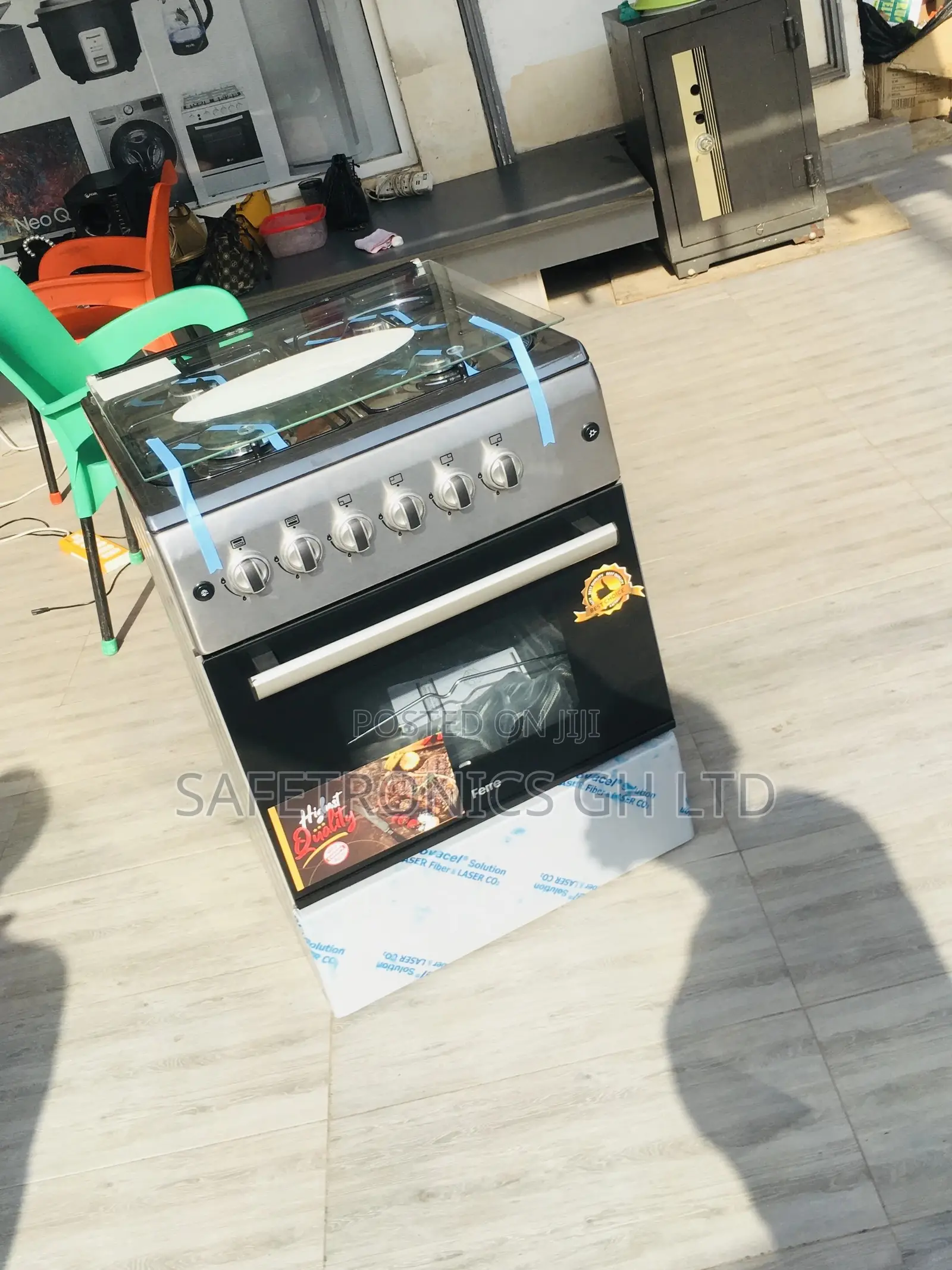 Ferre 60x60 4 Gas Glass Lid Oven With Grill Cooker