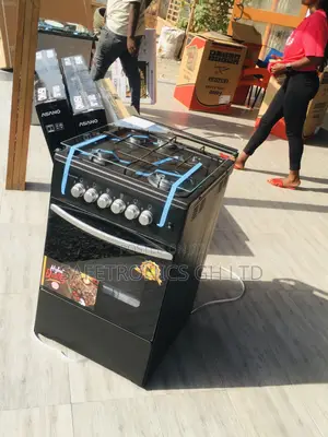 Black 4 Gas Cooker Oven With Grill Volcano Glass Lid 50x50