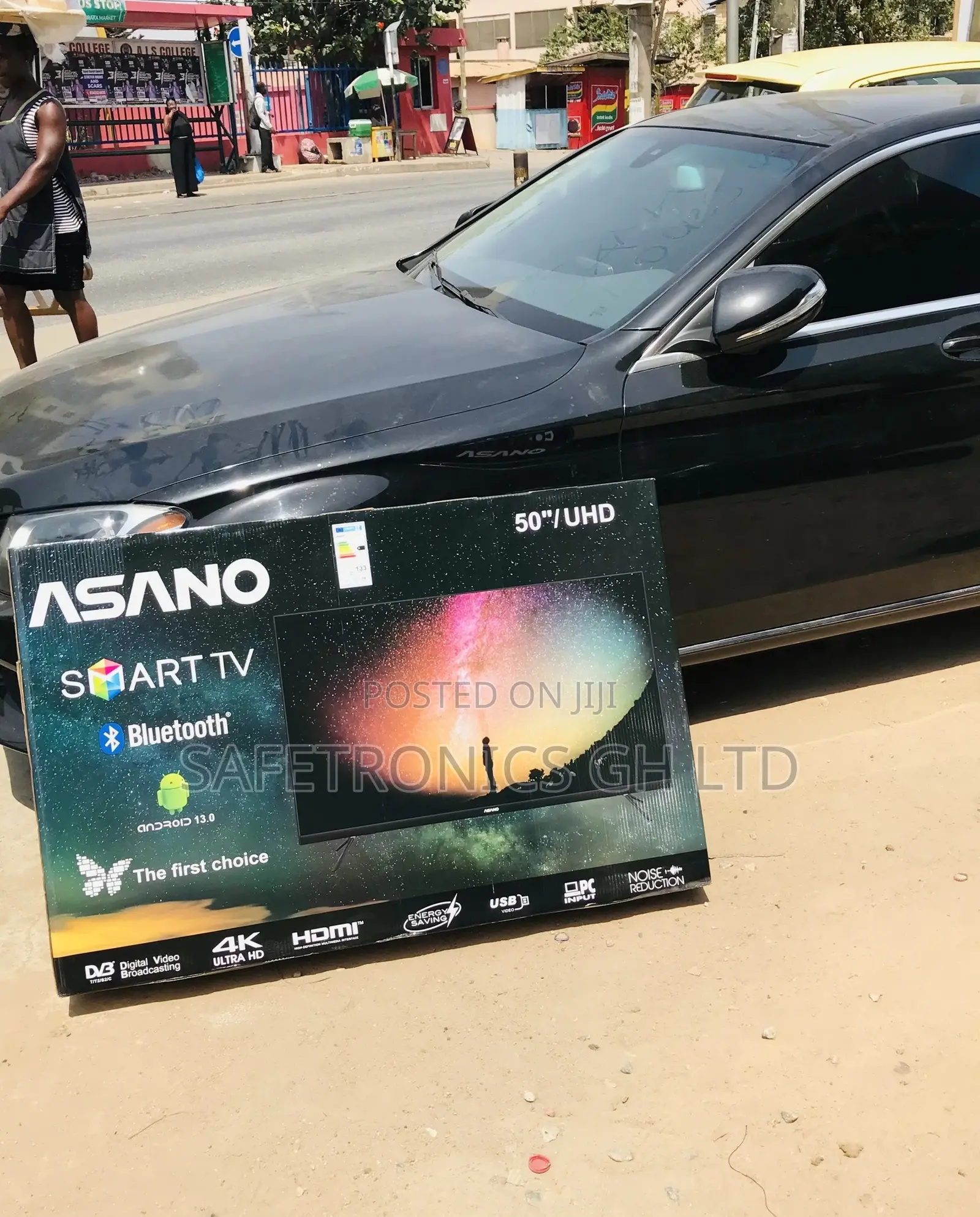 Black Smart Electric 50 Inches Glossy Led UHD Asano Tv