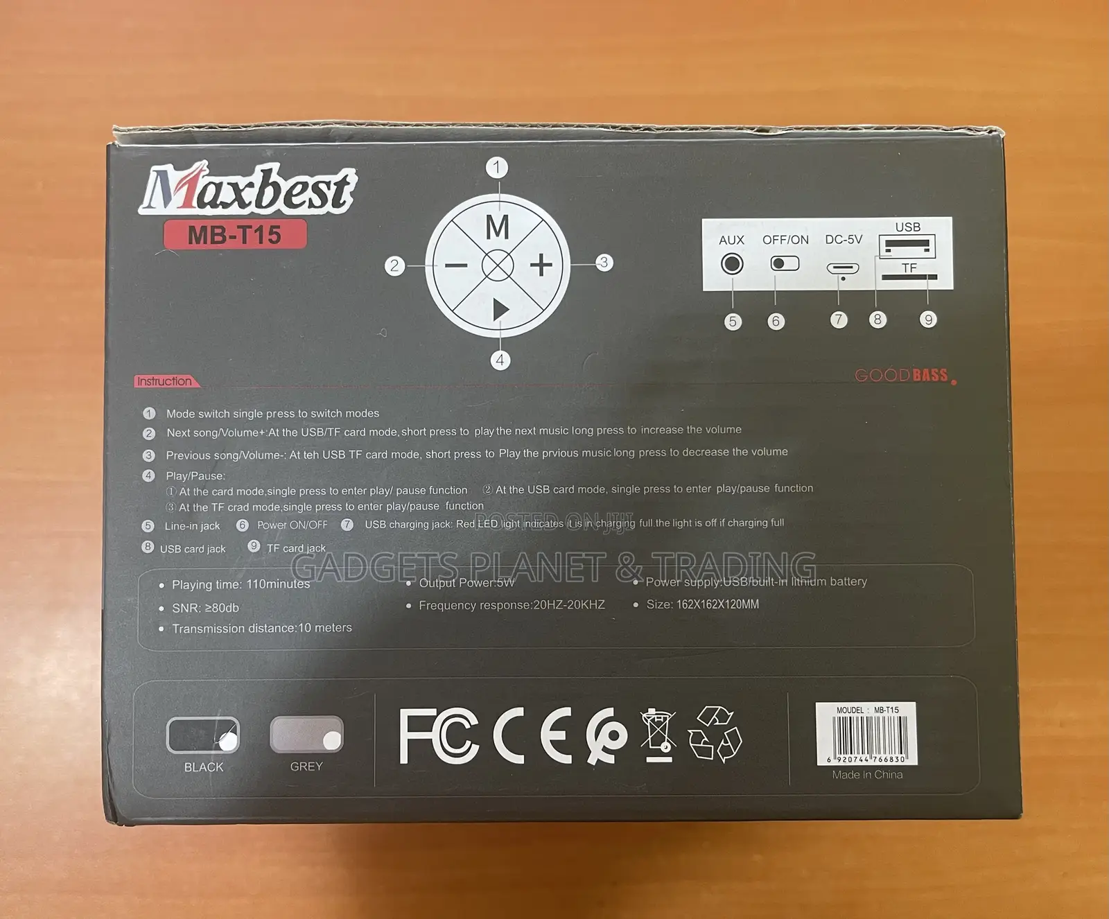 Maxbest High Bass Portable BT/FM/USB/Sdcard Speaker- MB T15