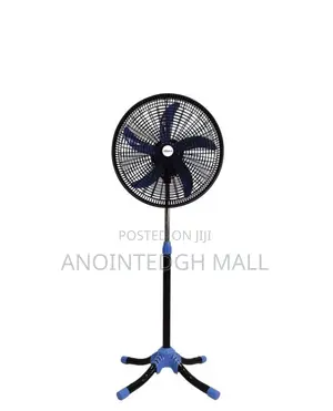 5 Blades Stand Fan With Cross Base - Black