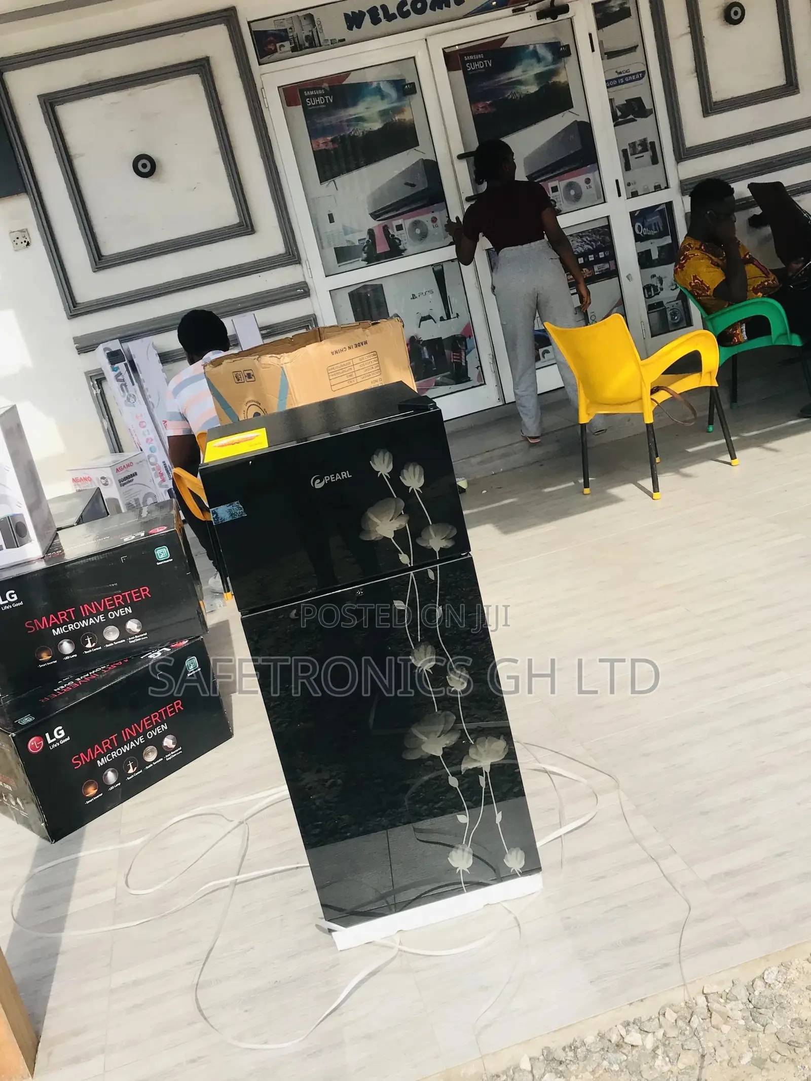 Topfreezer Pearl Pf-20t Black Glass Doubledoor Fridge