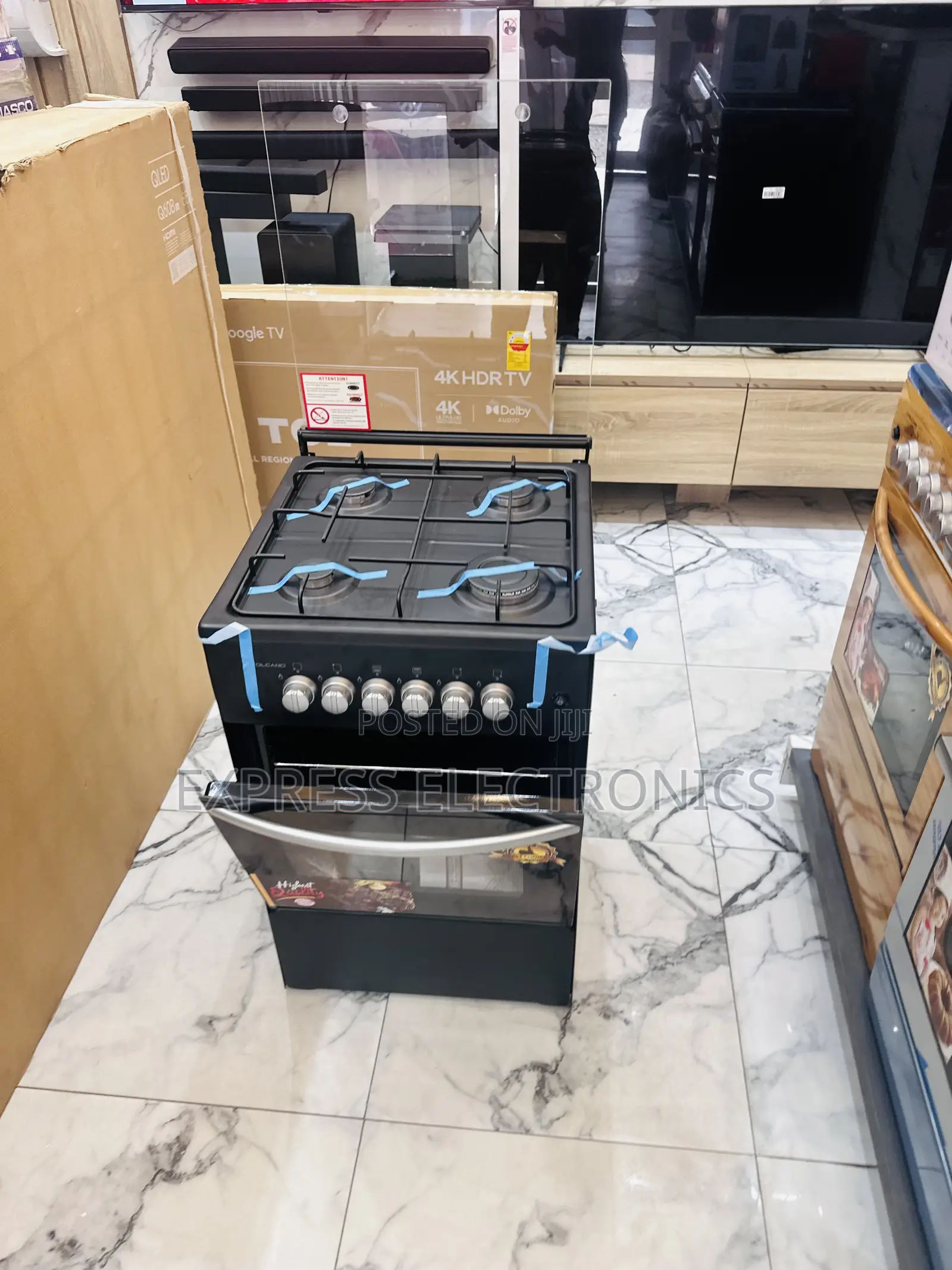High Efficiency Euro 4burner Gas Cooker Oven 50/50 Black