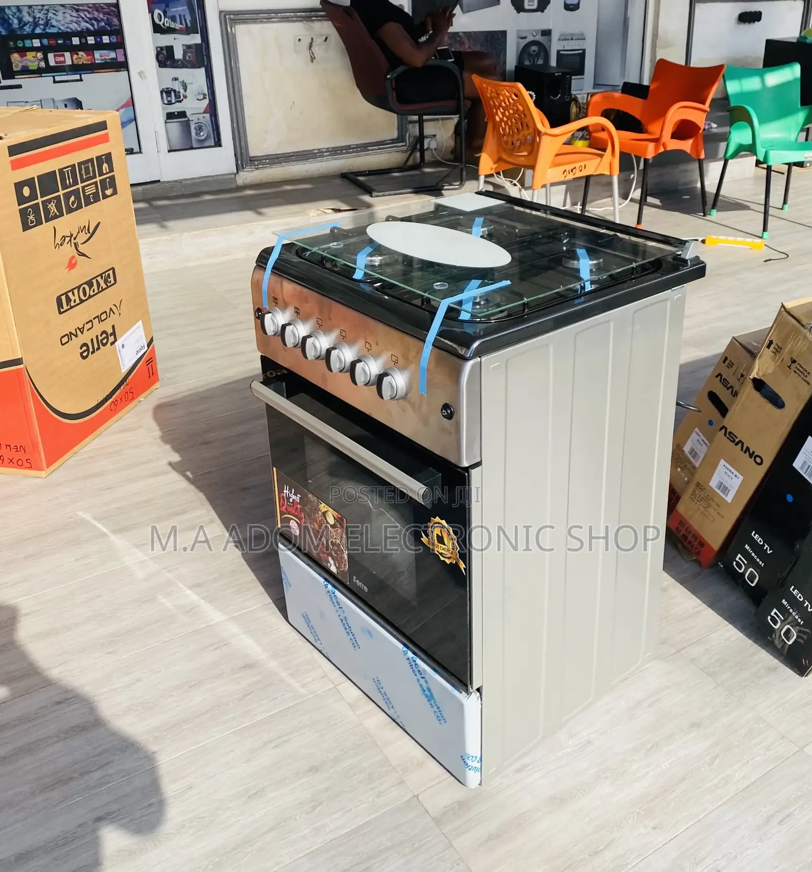 Authentic Ferre 60x60 4 Gas Burner With Oven and Grill,Gray.