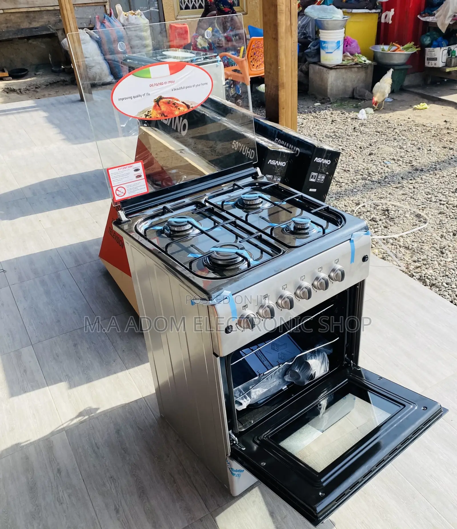 Energy Saving Ferre Oven and Grill 4 Gas Burner(Gray).