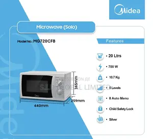 20ltrs Midea Grill Microwave Silver Mg720cfb