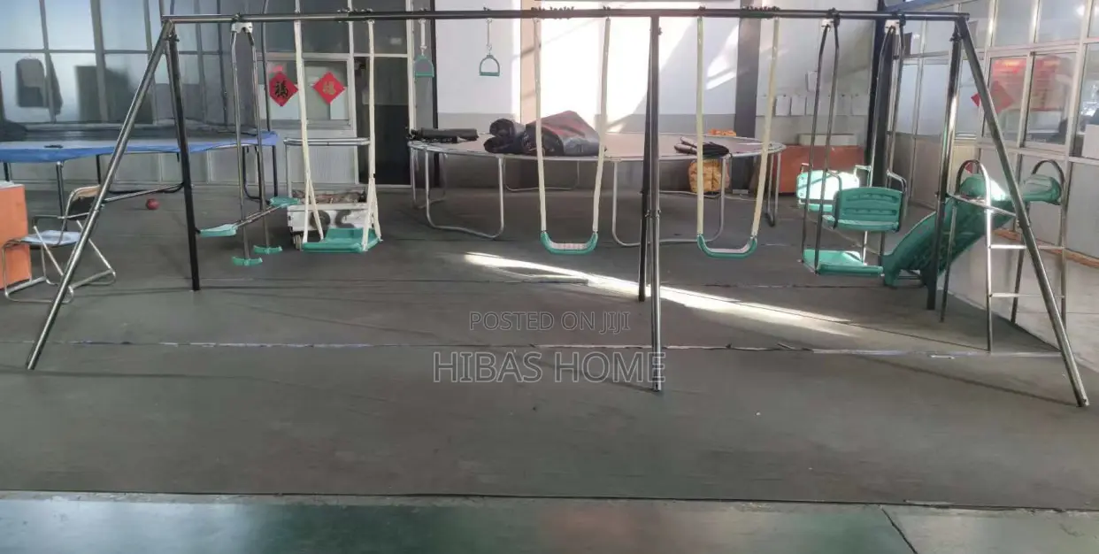 9 Station Commercial Swing Set With Slide Free Installation