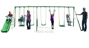 9 Station Commercial Swing Set With Slide Free Installation