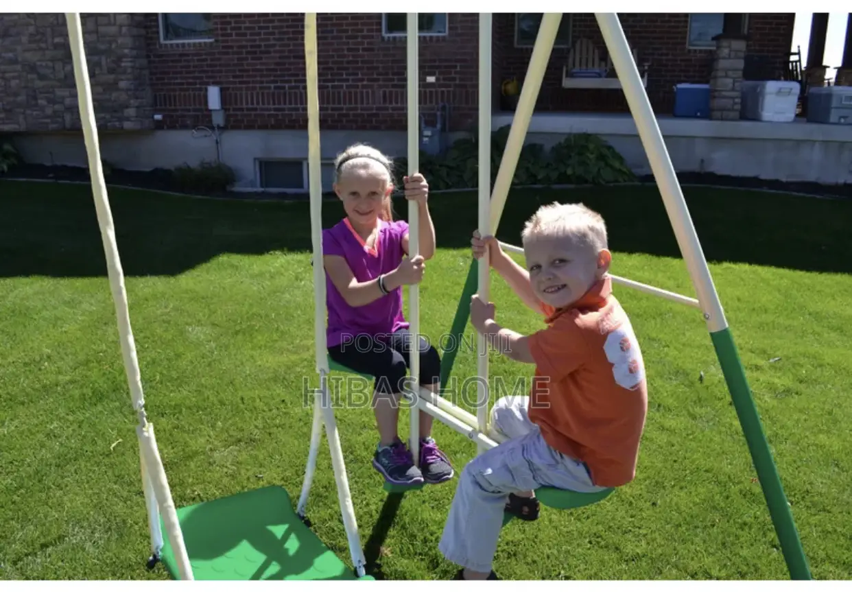 9 Station Commercial Swing Set With Slide Free Installation