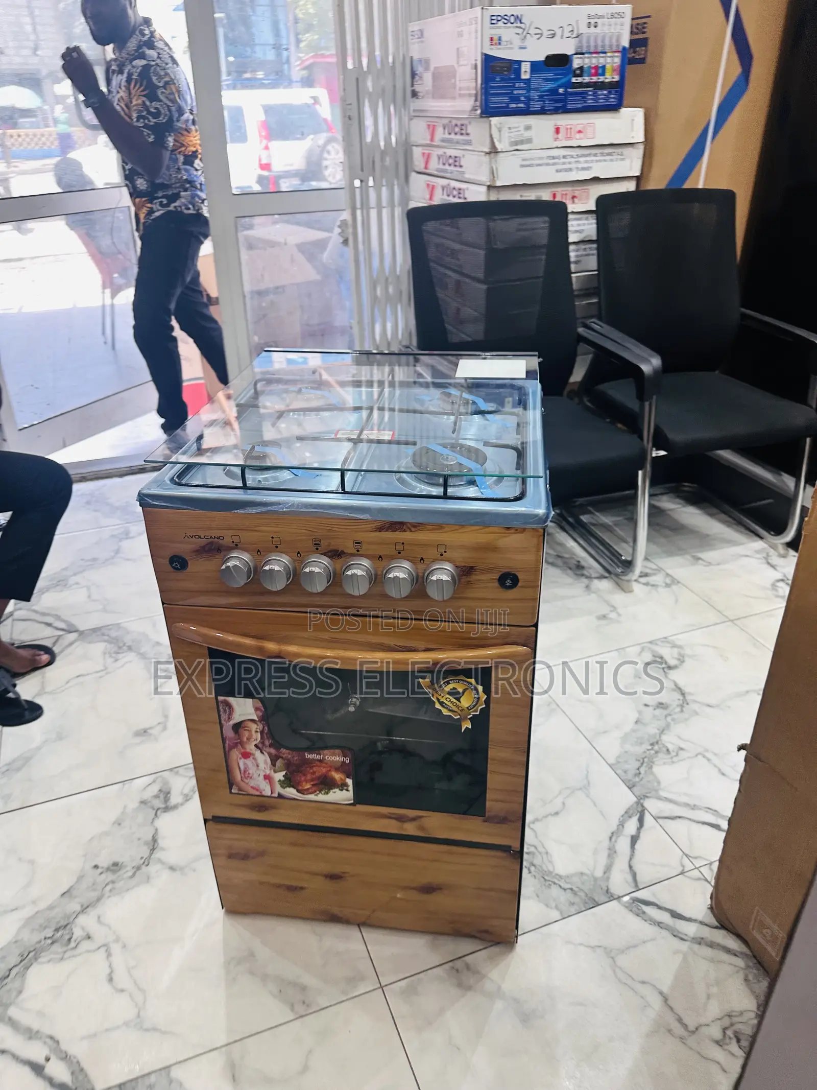 Real Design Gas Cooker Oven Grill Wooden 4burner 50/50