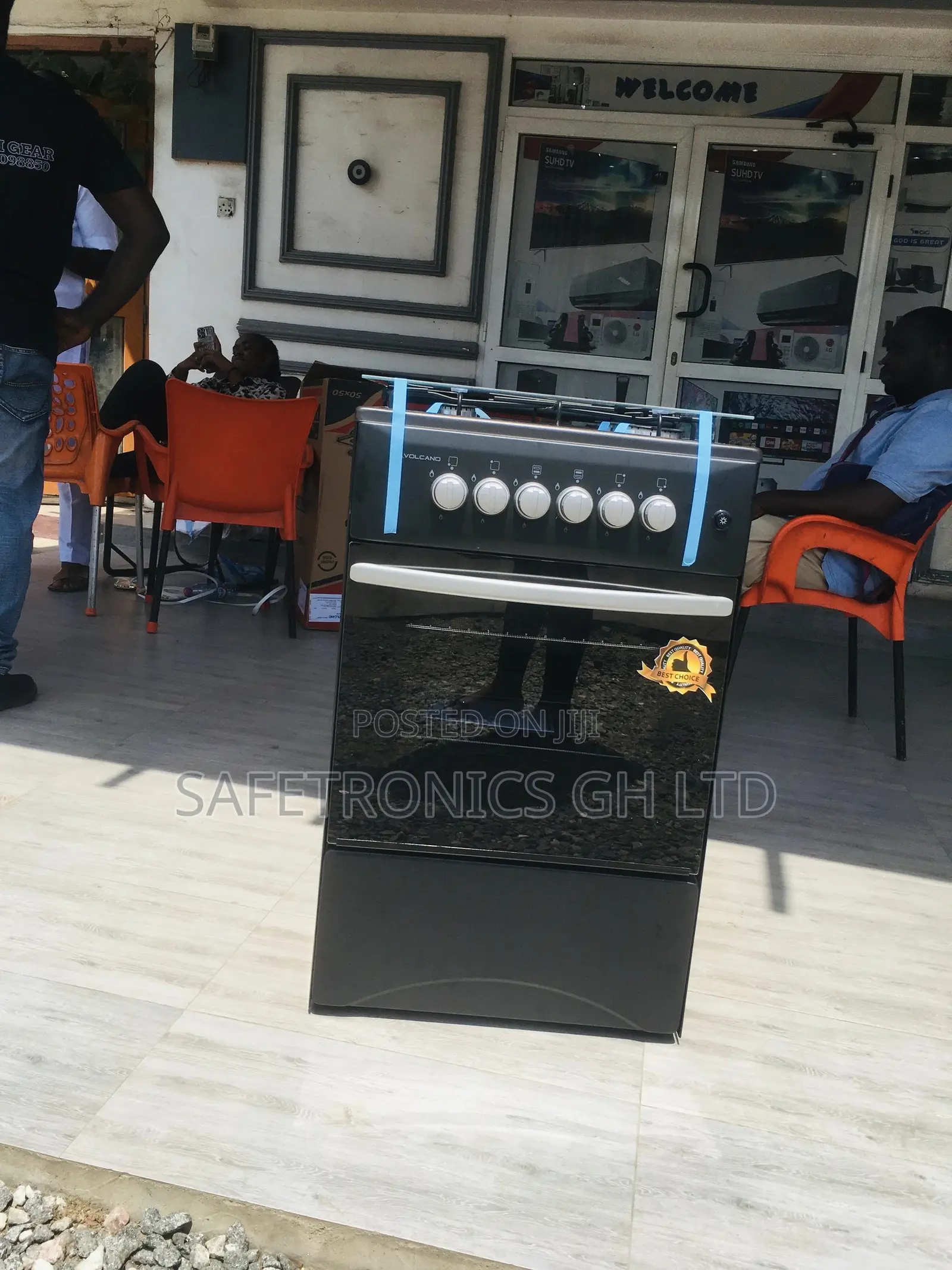 Black Volcano 4 Gas Cooker Oven With Grill 50x50 Glass Lid