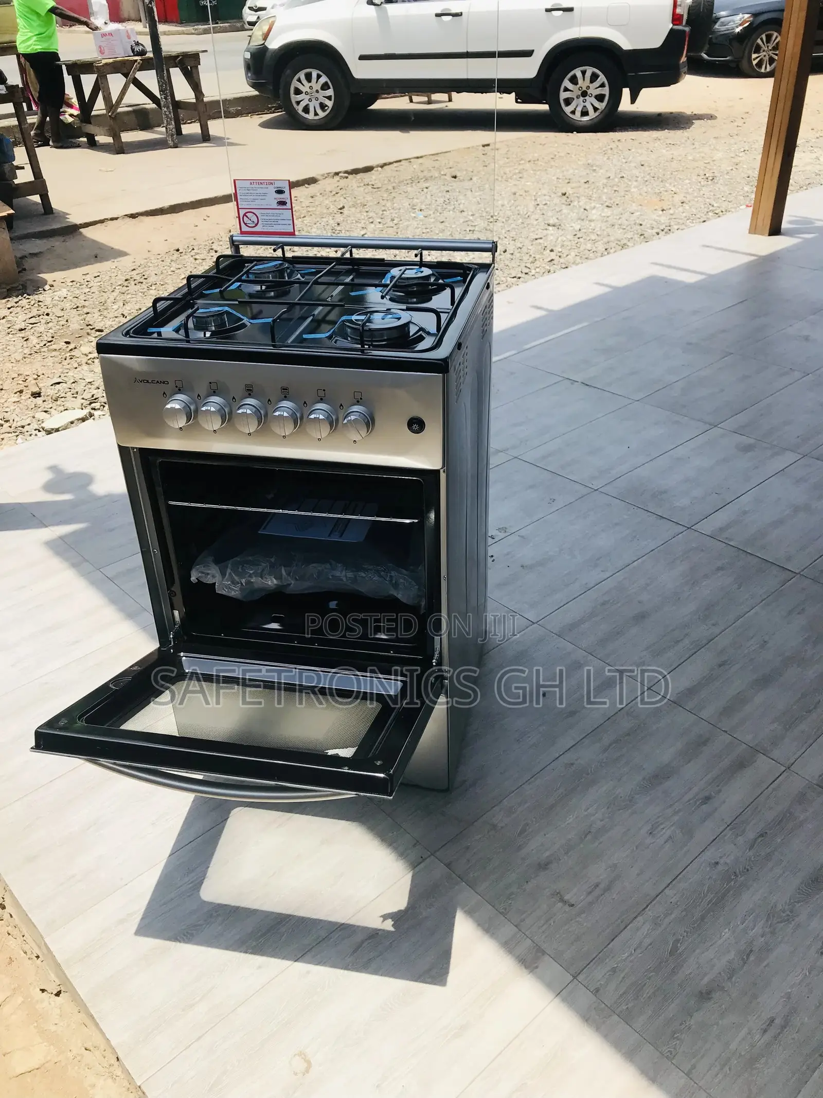 4 Gas Cooker Oven With Grill Volcano Gray Glass Lid 50x50