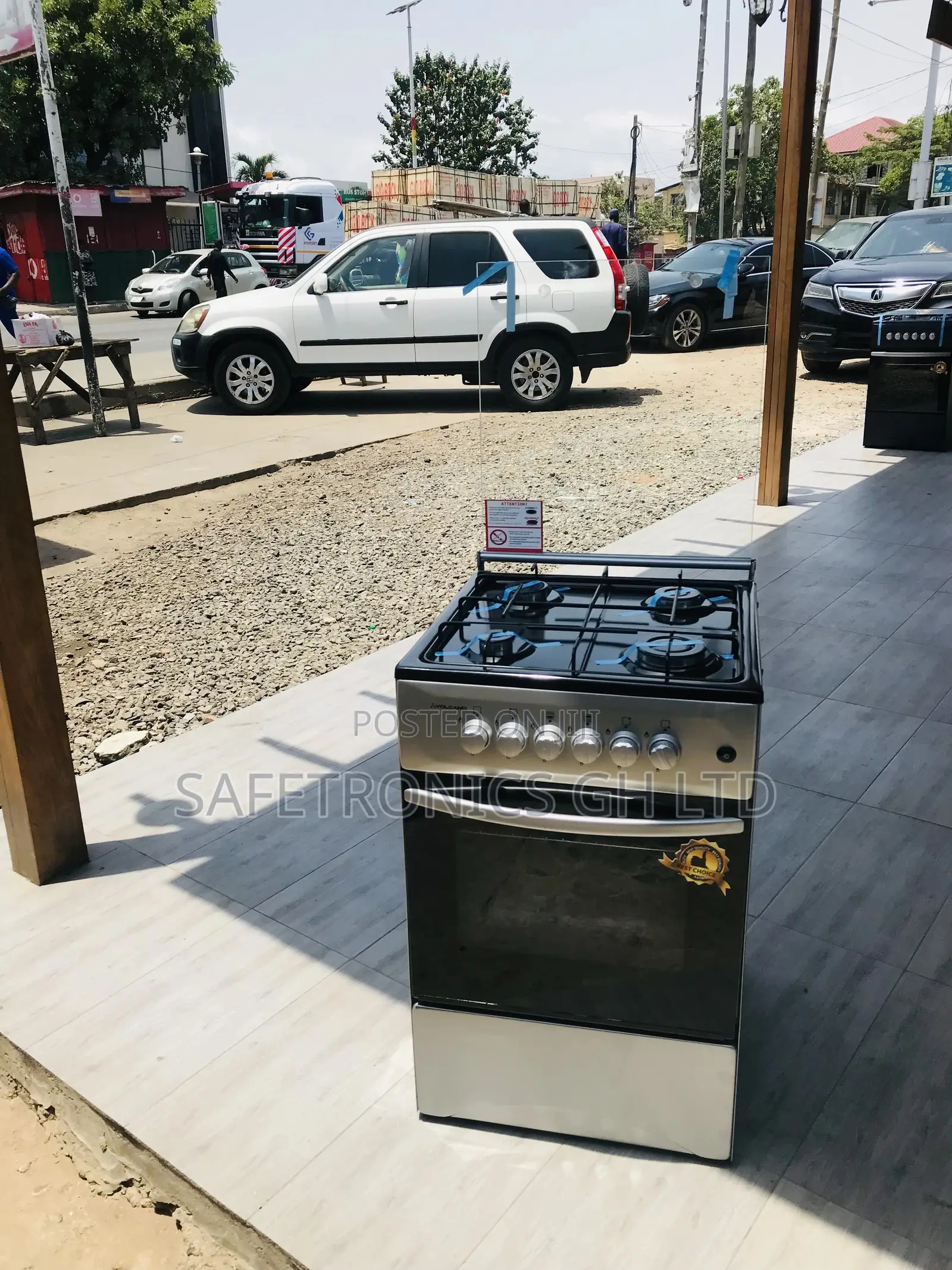 Volcano Gray 50x50 4 Gas Oven With Grill Glass Lid Cooker