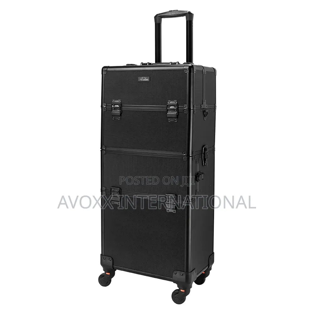 Omysalon MF-MCA201B Aluminum 2-in-1 Makeup Train Case Black