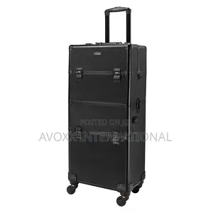 Omysalon MF-MCA201B Aluminum 2-in-1 Makeup Train Case Black