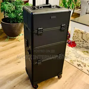 Omysalon MF-MCA201B Aluminum 2-in-1 Makeup Train Case Black