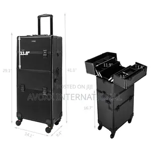 Omysalon MF-MCA201B Aluminum 2-in-1 Makeup Train Case Black