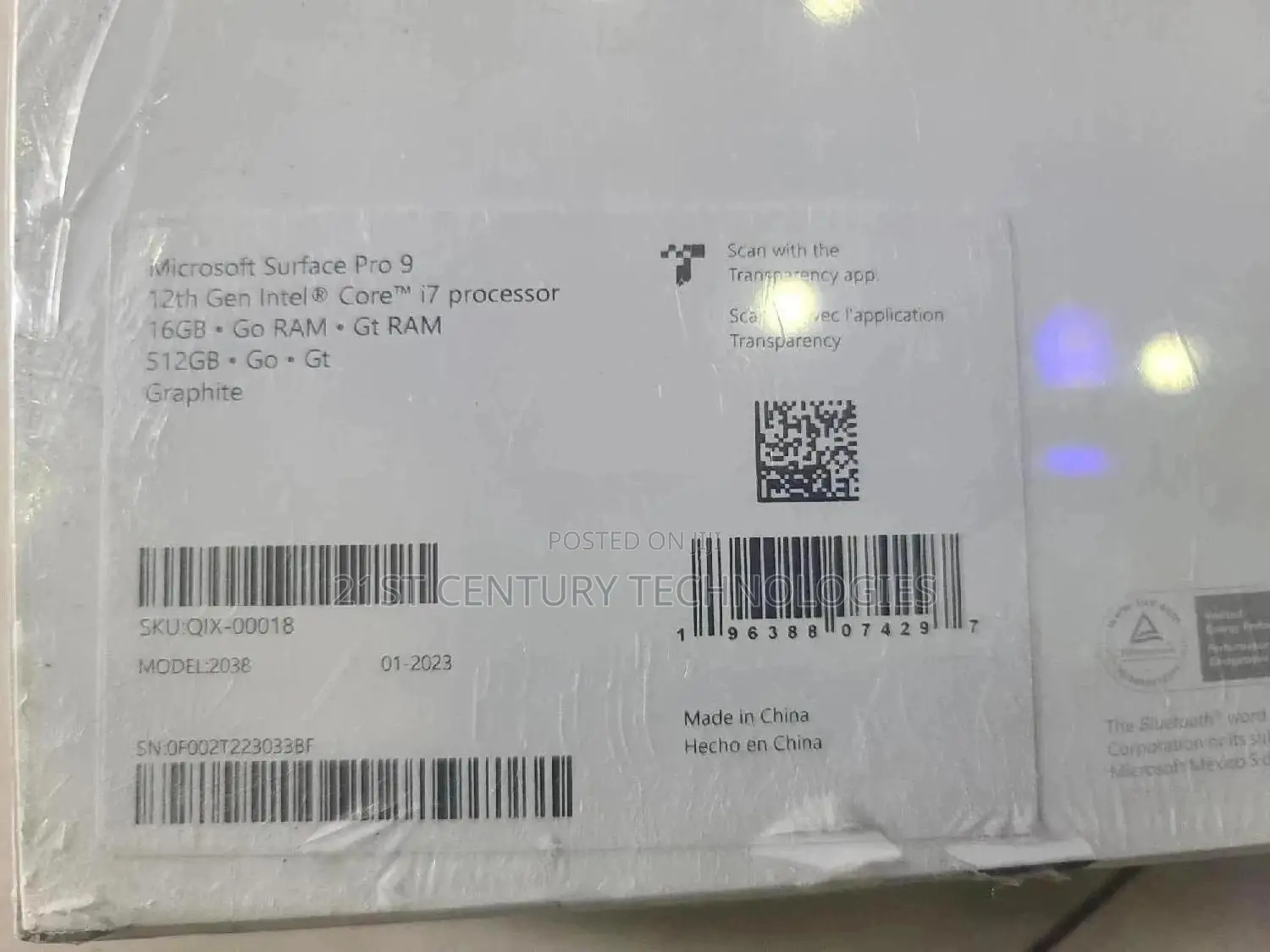 New Laptop Microsoft Surface Pro 9 16GB Intel Core I7 SSD 512GB