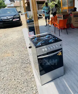 Volcano Oven and Grill 4 Gas Burner With Glass Lid(Gray).