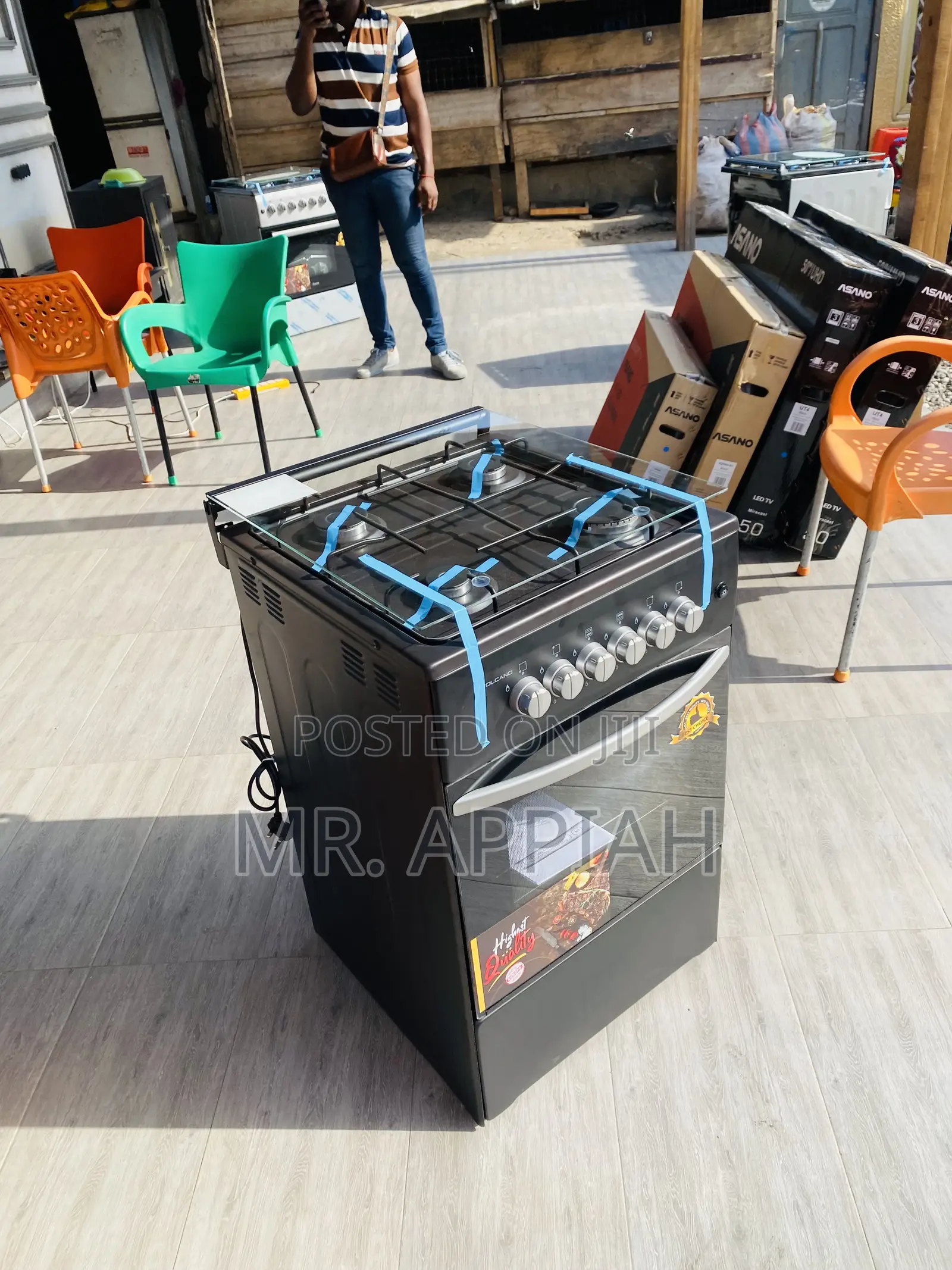Buy Authentic Oven and Grill 4 Gas Burner +Glass Lid(Black)