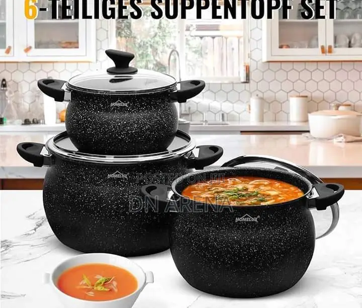 Homelux Saucepan Set With Glass Lid, Induction Pot Set .