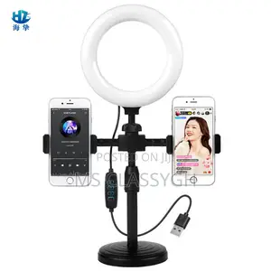 Double Phone Holder With LED Selfie 6inch LED Ring Light Sta