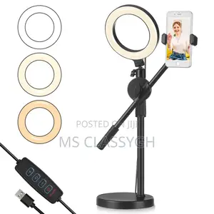 Double Phone Holder With LED Selfie 6inch LED Ring Light Sta