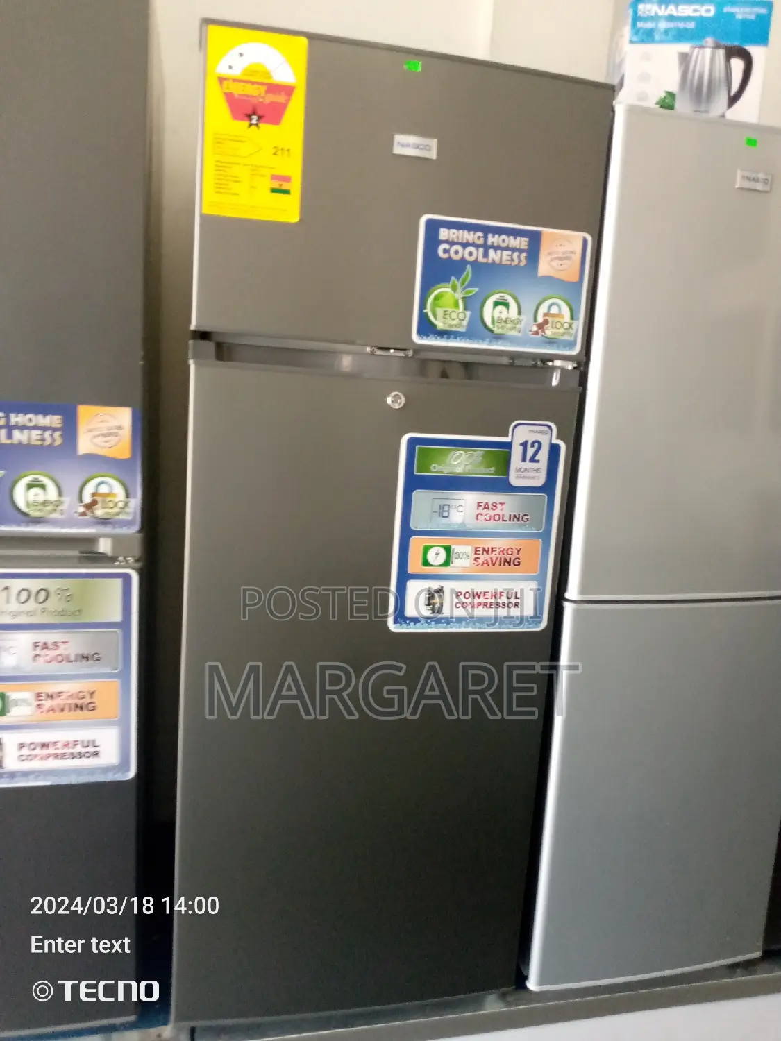 Nasco 209 Littres Double Door Fridge
