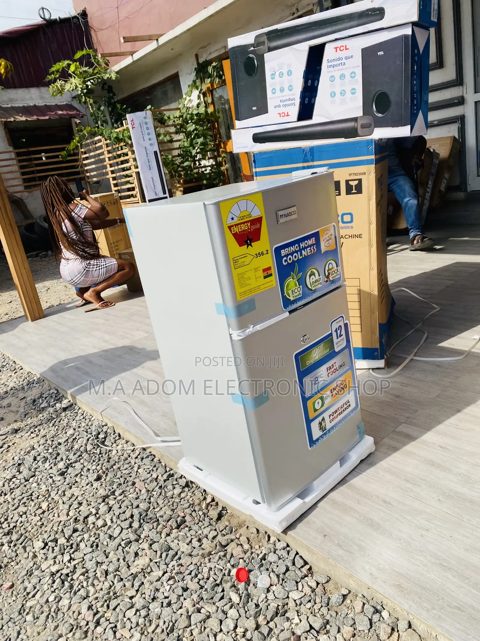 Elegant Nasco Double Door Table Top Fridge(Silver).
