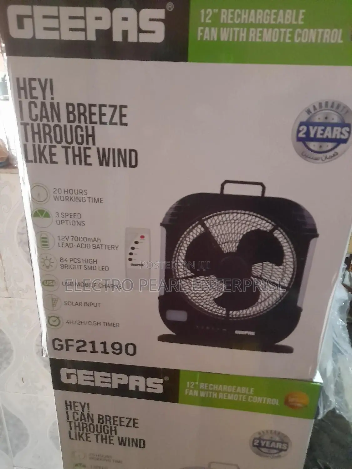 Geepas Rechargeable Fan 20hours