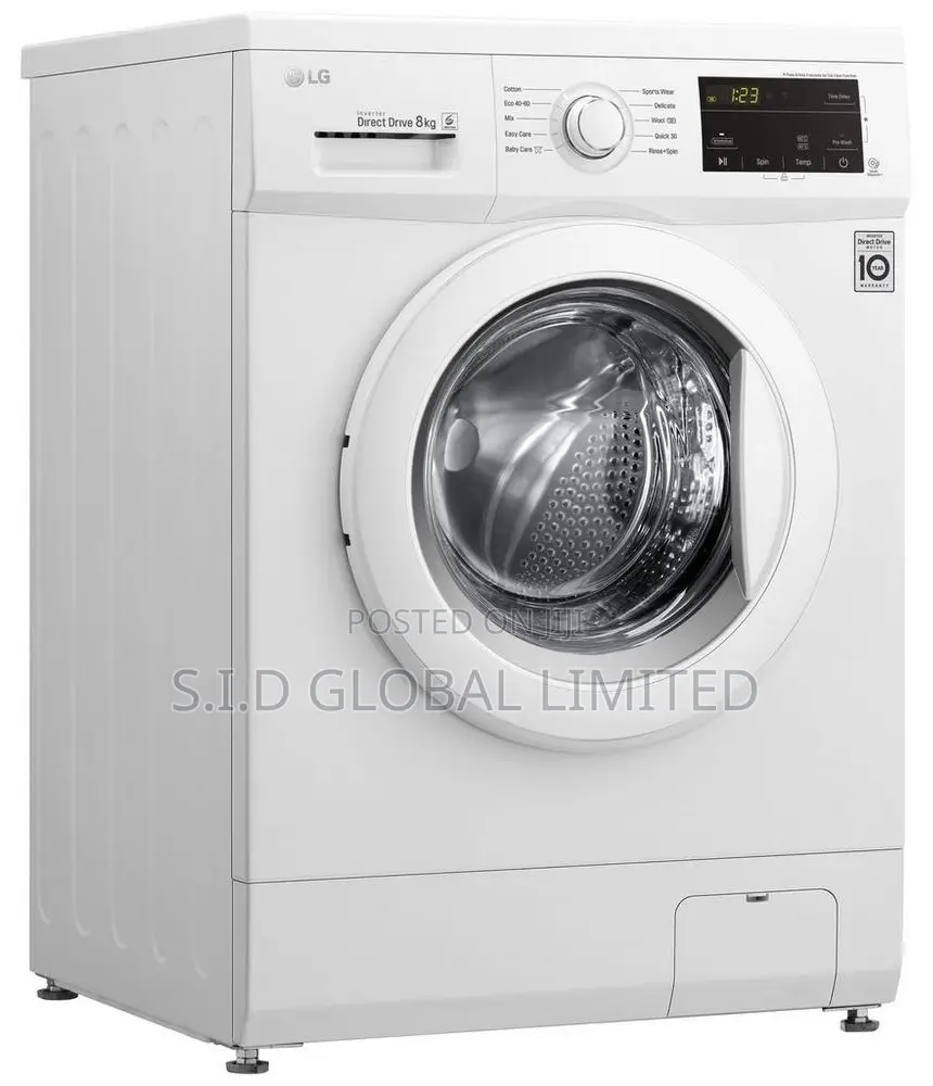 LG Front Load Washing Machine 7kg, White, Inverter DD Motor