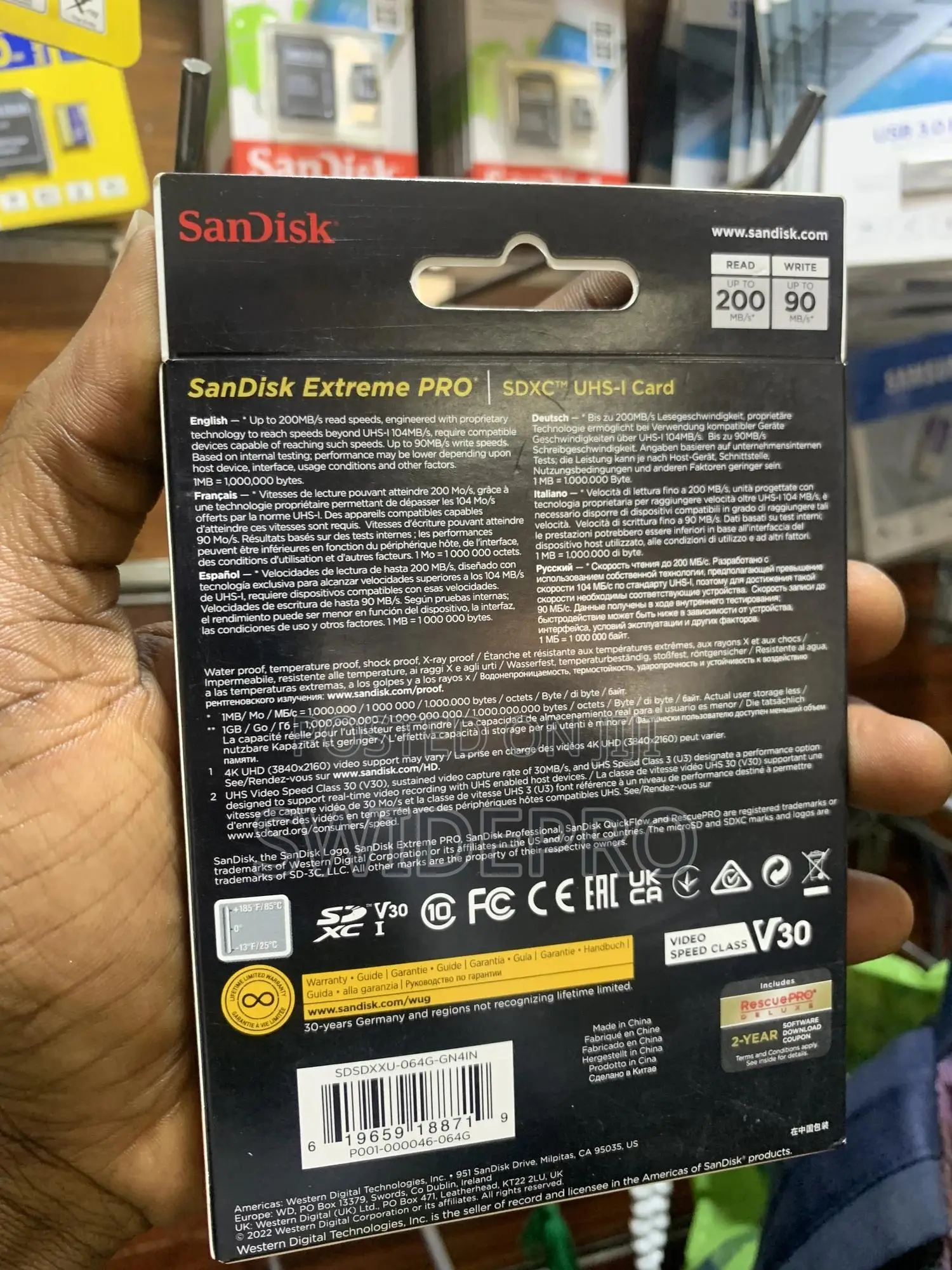 Sandisk 64gb Extreme Pro SDXC Uhs-L Uhd Memory Card