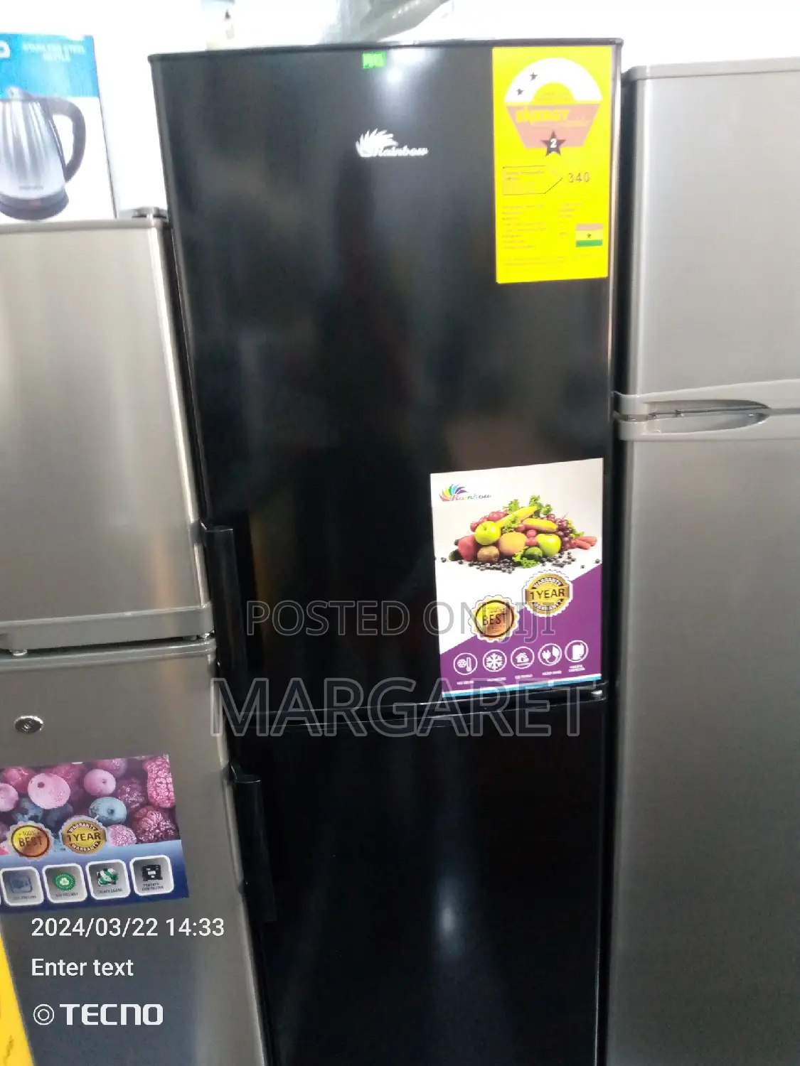 Rainbow Double Door Fridge 140