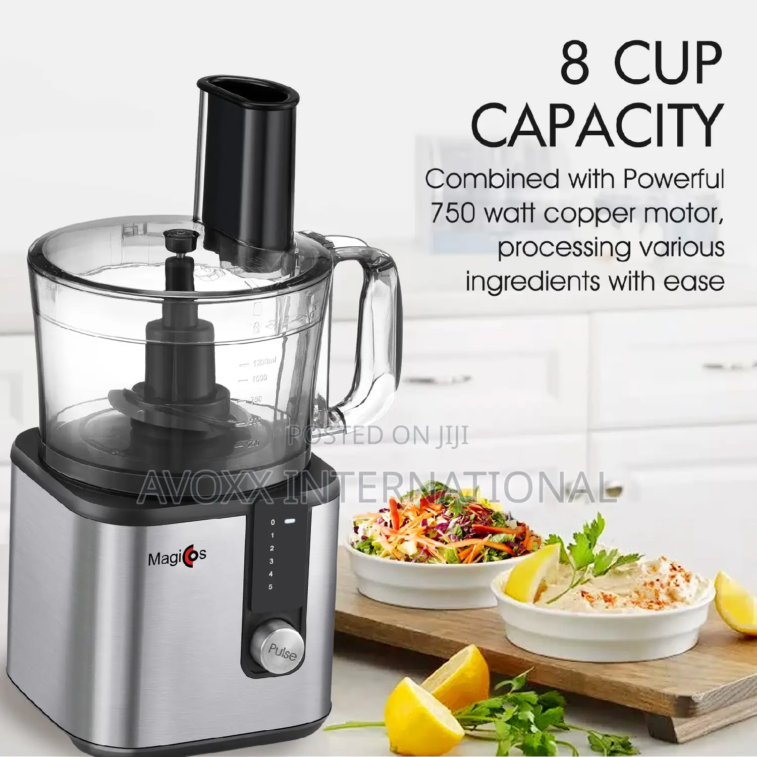 8 Cup Magiccos FP415 Stainless Steel Food Processor FP415