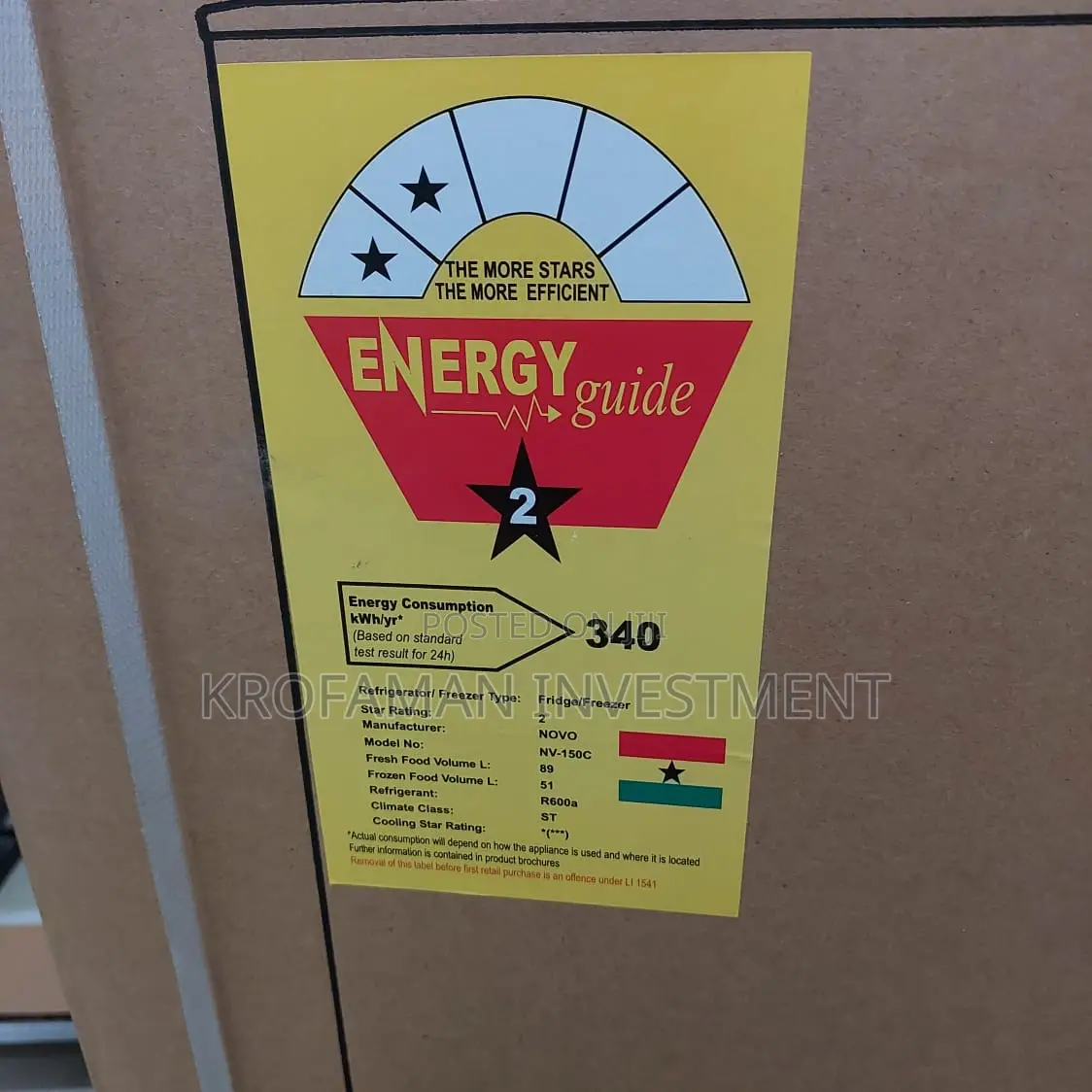 Novo NV-150C 140litres Bottom Freezer Combi Refrigerator