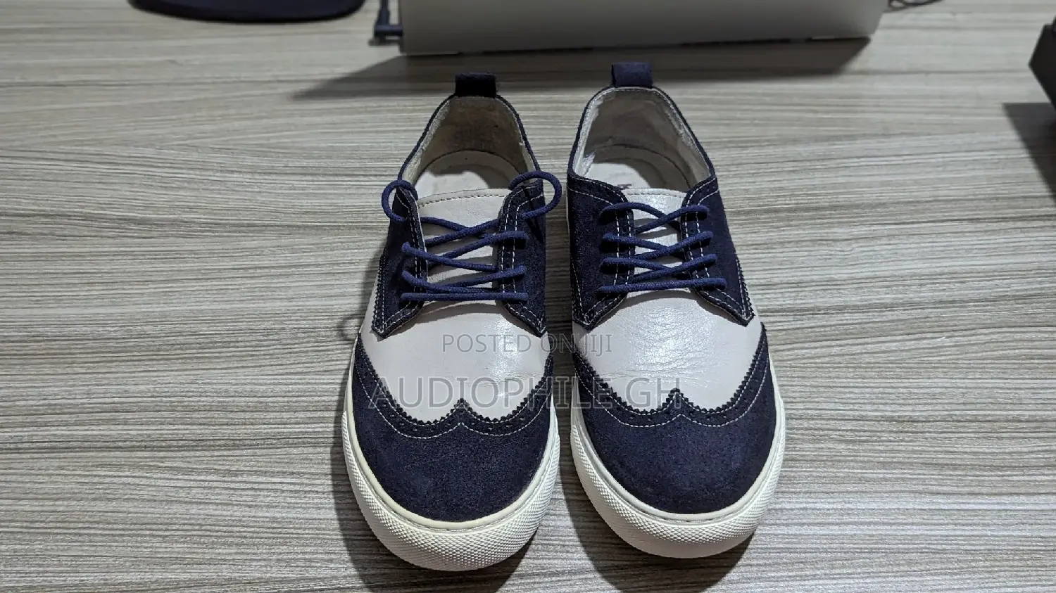 Blue Suede Grey Brogue Sneakers Shoe