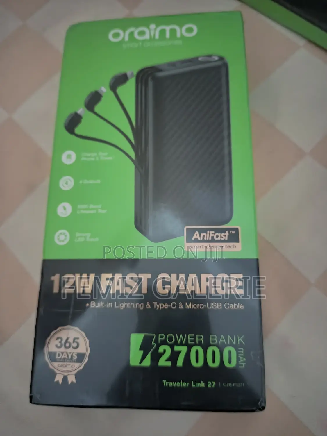 Oraimo Traveler Link 27; 27000mah 12w Power Bank