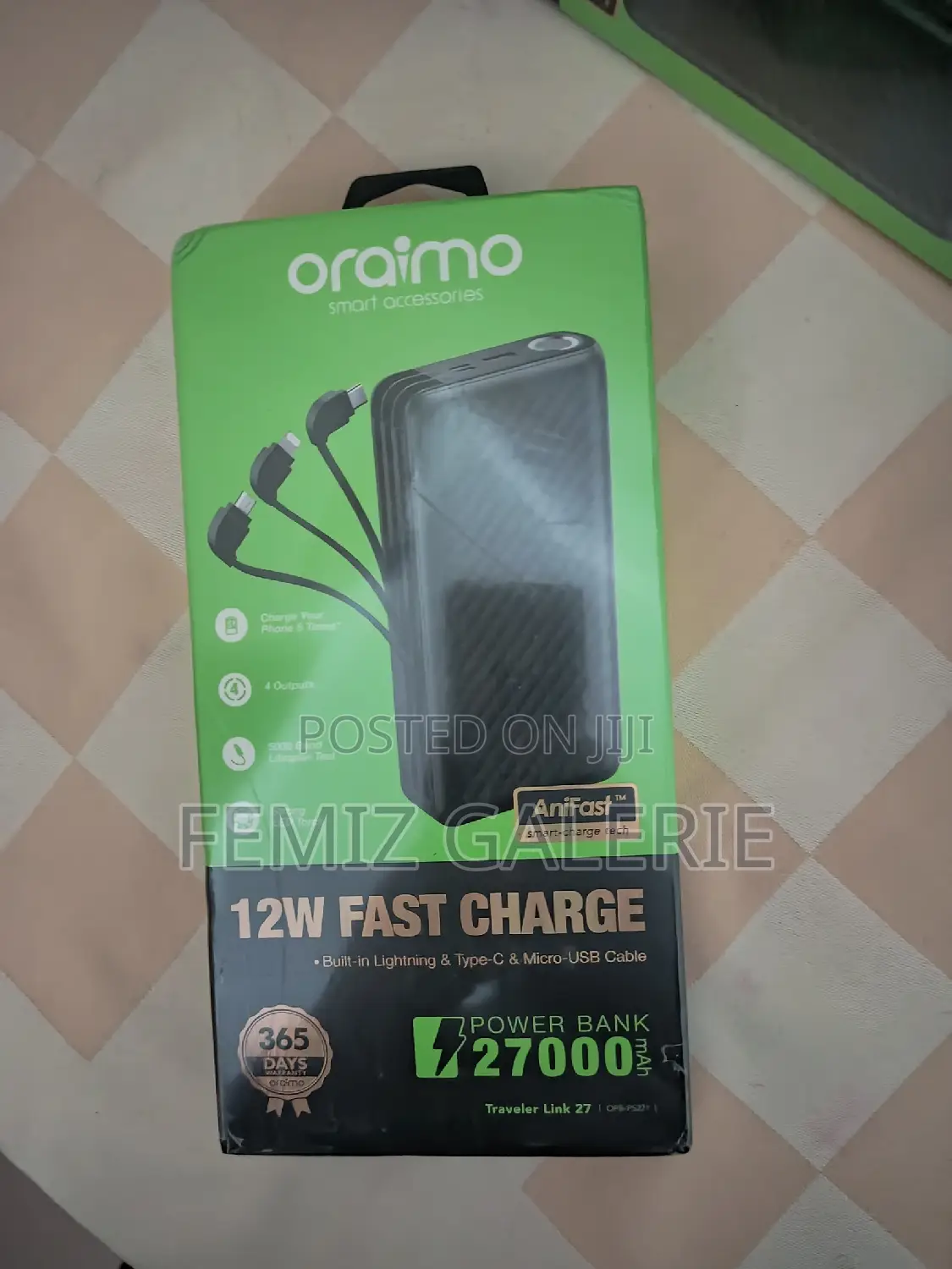 Oraimo Traveler Link 27; 27000mah 12w Power Bank