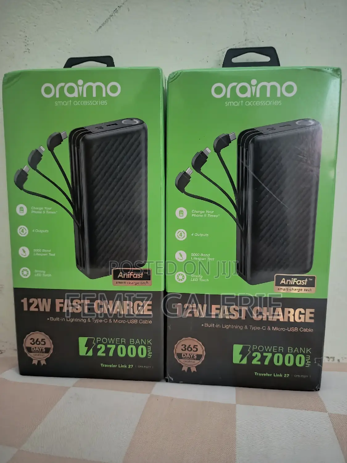Oraimo Traveler Link 27; 27000mah 12w Power Bank
