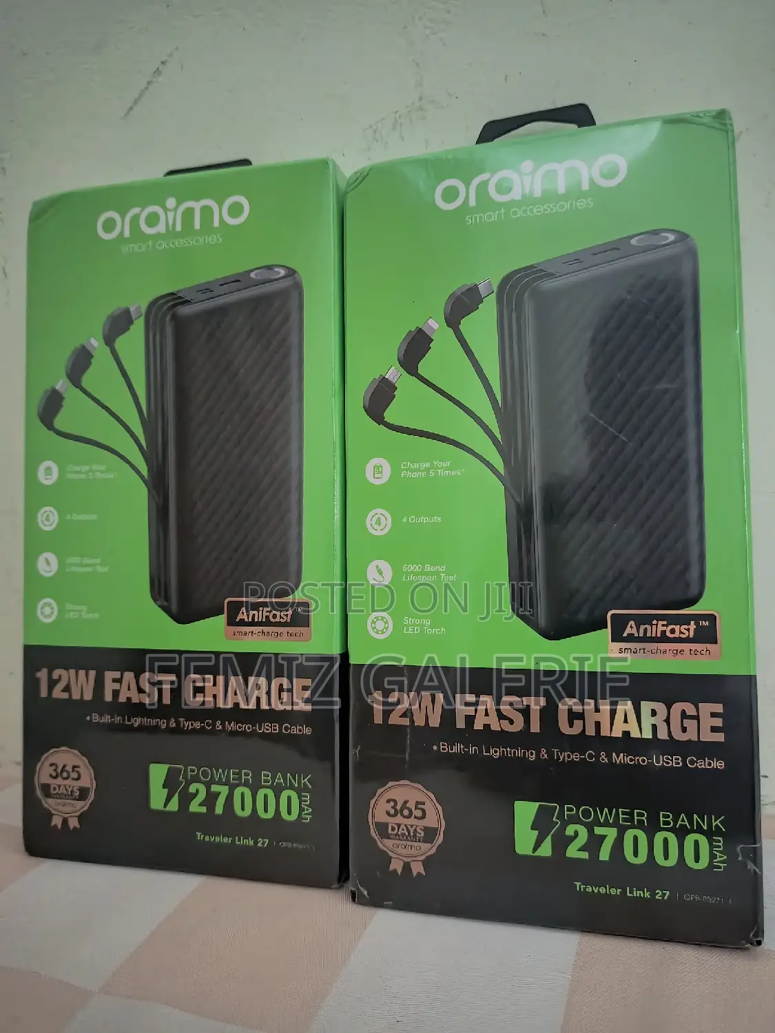 Oraimo Traveler Link 27; 27000mah 12w Power Bank