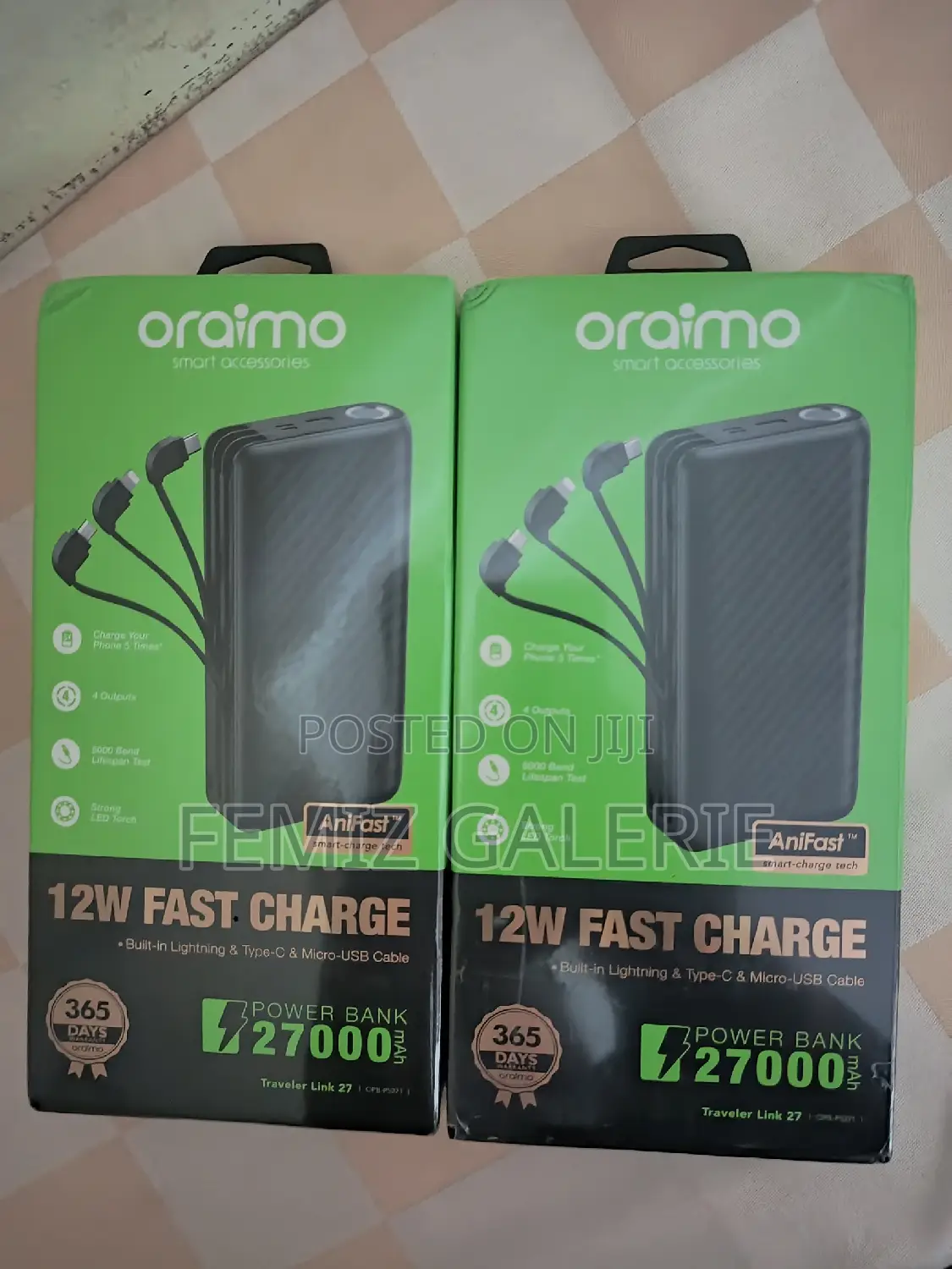 Oraimo Traveler Link 27; 27000mah 12w Power Bank