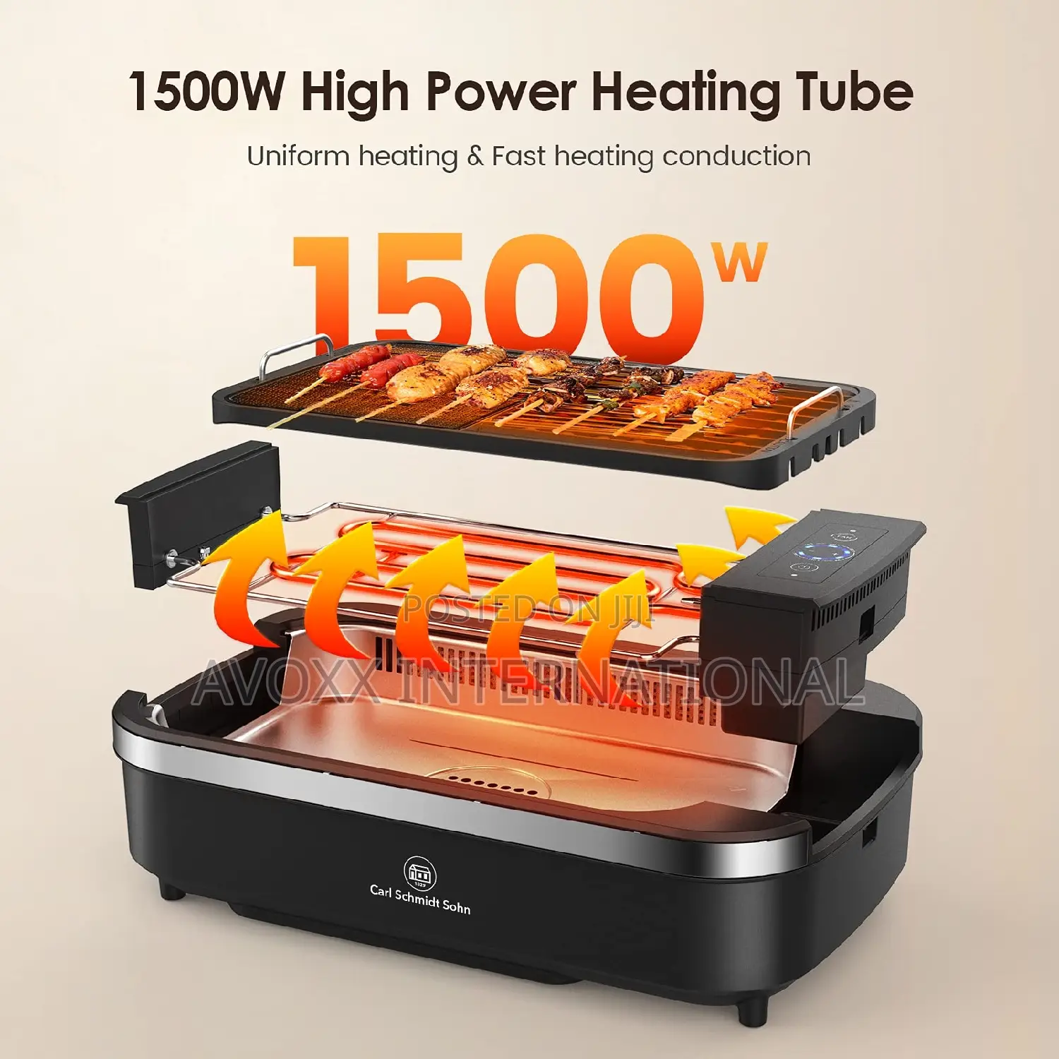 Smokeless Indoor Grill-Electric W/Tempered Glass Lid CSG2006