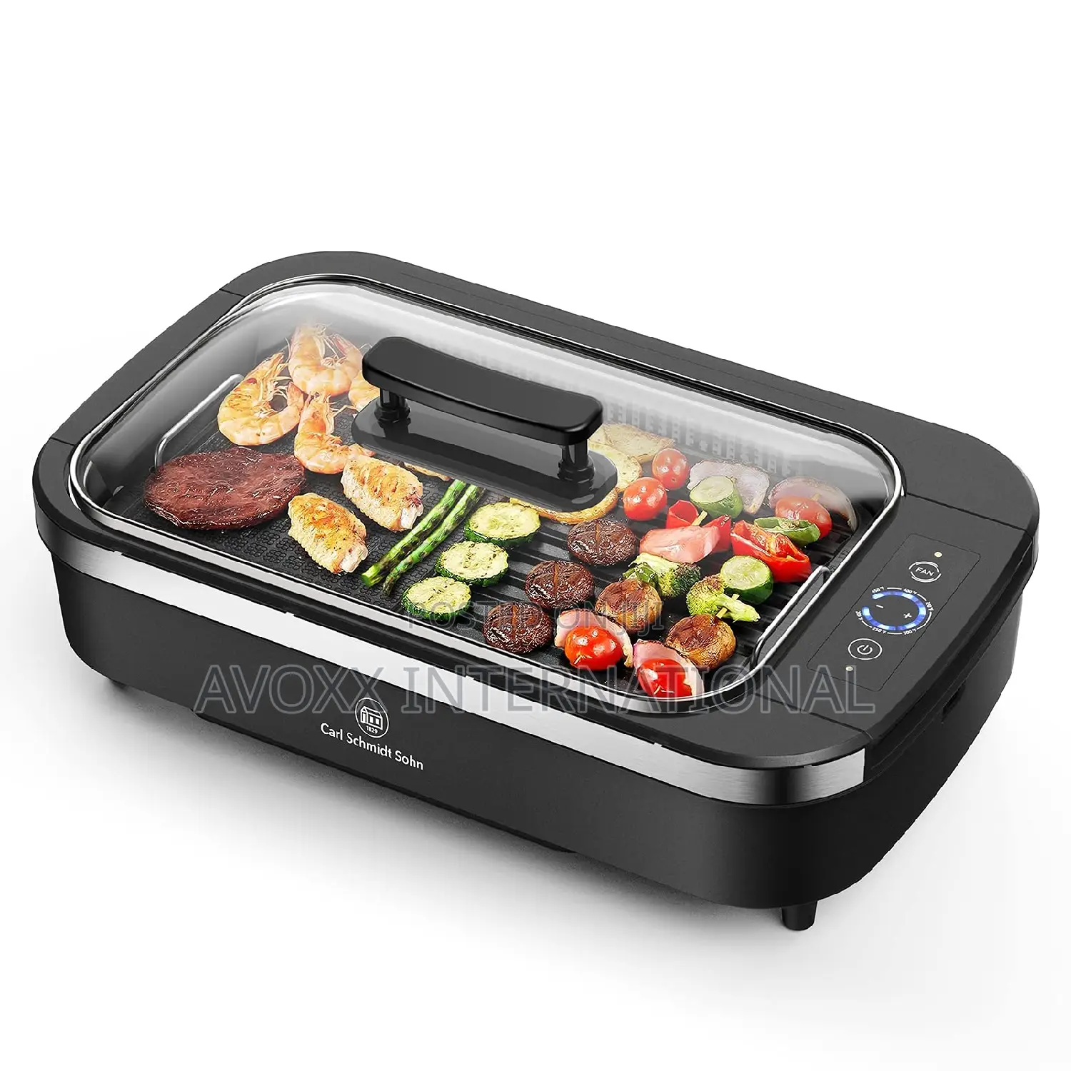 Smokeless Indoor Grill-Electric W/Tempered Glass Lid CSG2006