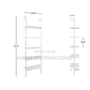 Ktaxon 5-Shelf Industrial Wood Ladder Bookcase W/Metal Frame