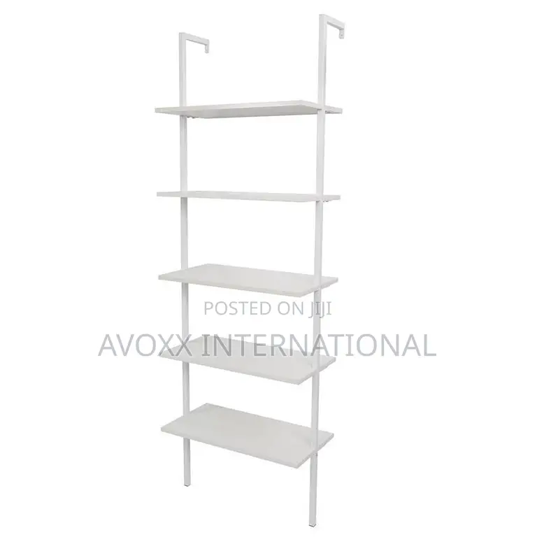 Ktaxon 5-Shelf Industrial Wood Ladder Bookcase W/Metal Frame
