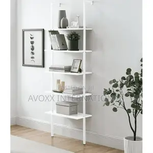 Ktaxon 5-Shelf Industrial Wood Ladder Bookcase W/Metal Frame