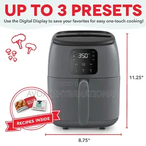 DASH Tasti-Crisp Electric Air Fryer Oven,2.6 Qt., Grey